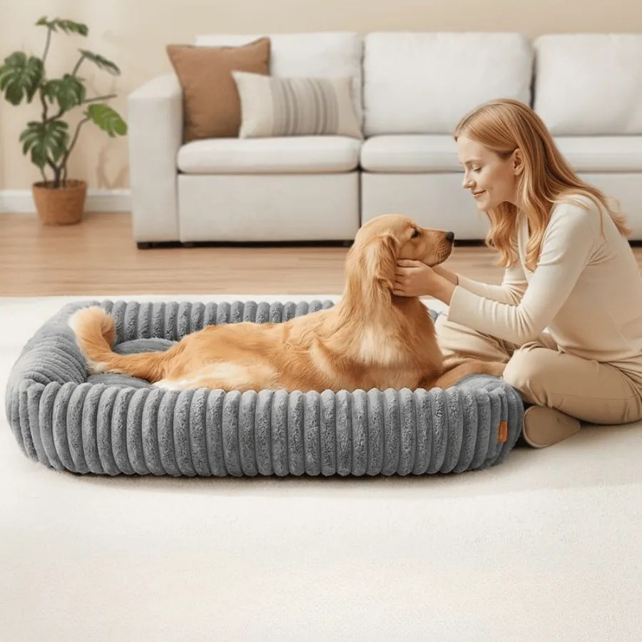 Cama ortopédica para cães de tamanho médio 120 x 85 x 23 cm Cinzenta