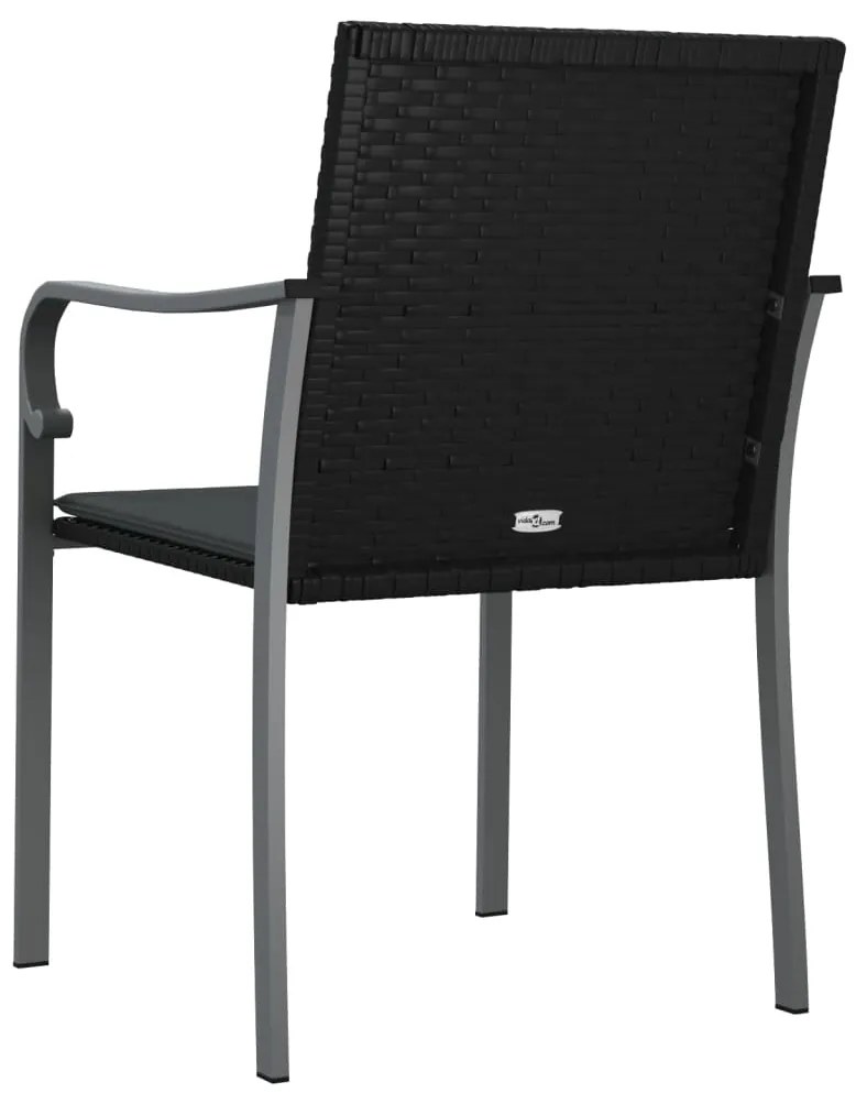 Cadeiras jardim c/ almofadões 6pcs 56x59x84 cm vime PE preto