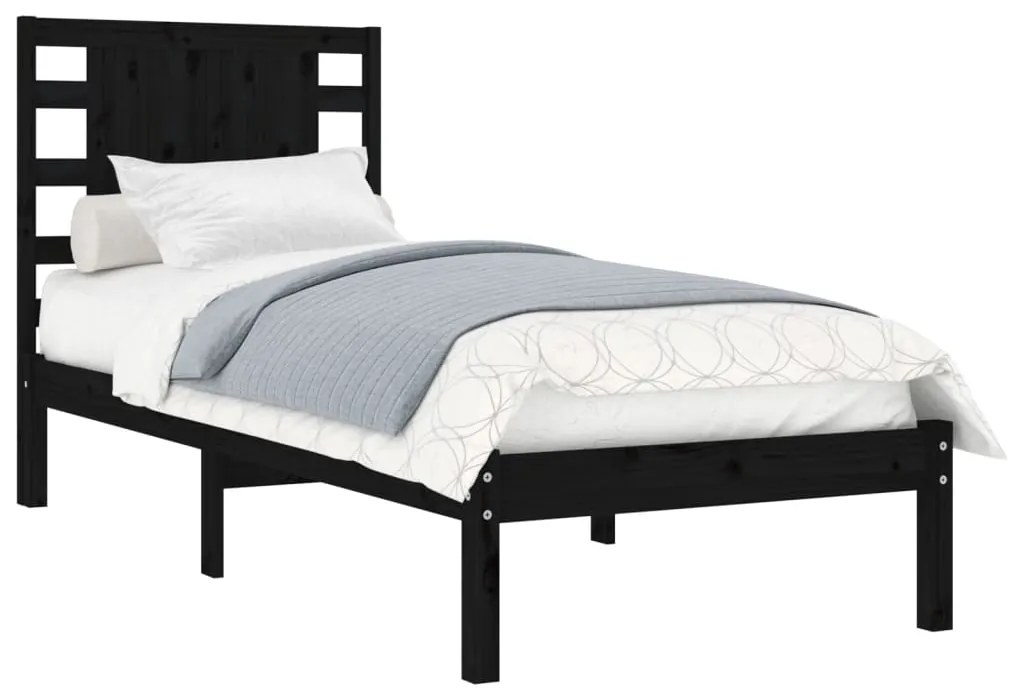 Estrutura cama pequena solteiro 75x190 cm madeira maciça preto