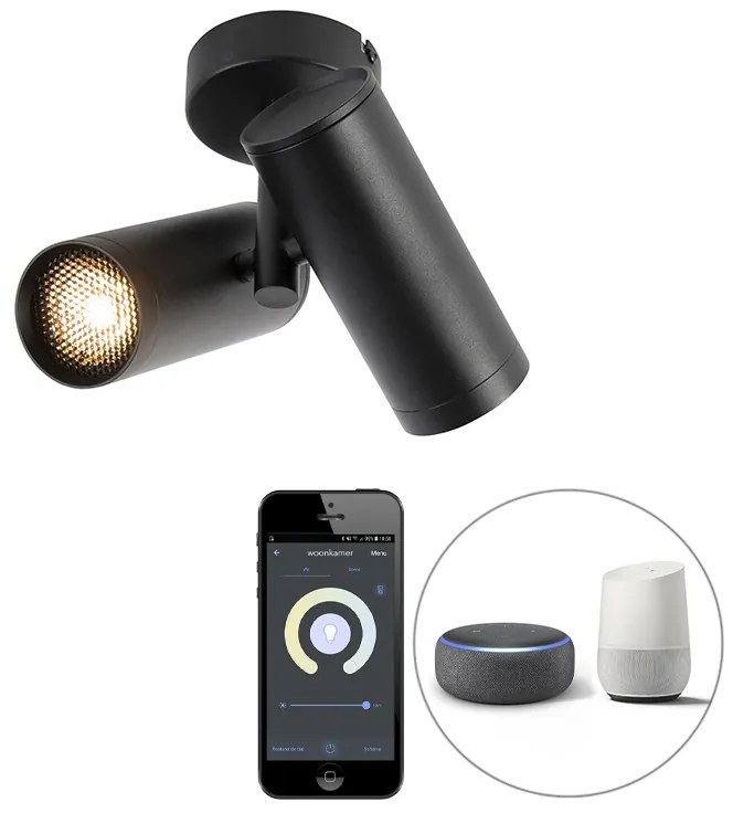 LED Foco inteligente preto 2 luzes incl. Wifi GU10 - Scopio Honey Design