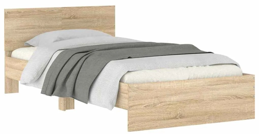 Cama sem colchão com cabeceira 100x200 cm carvalho sonoma