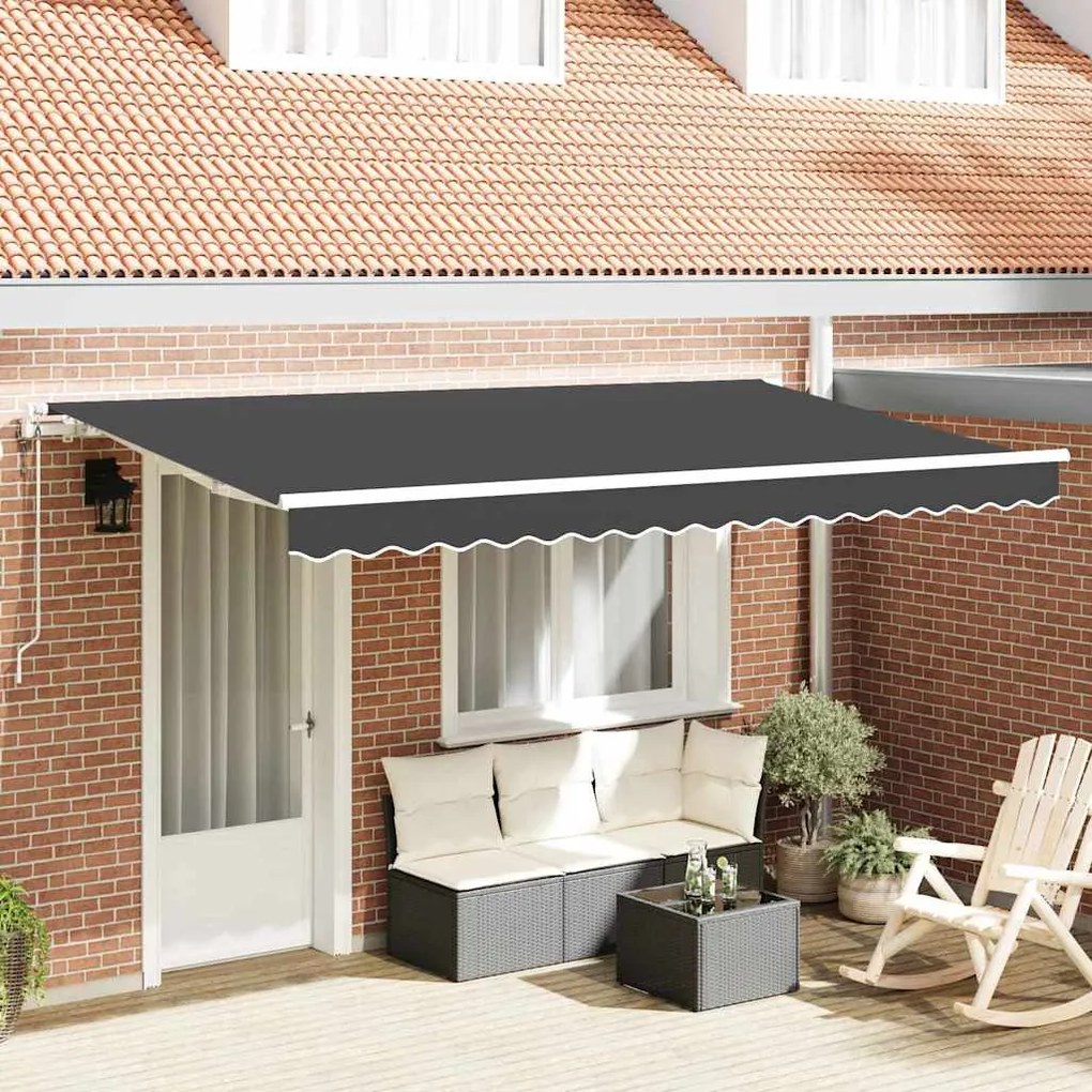 vidaXL Toldo Retrátil Manual Antracite e Branco 3.5 x 2 m