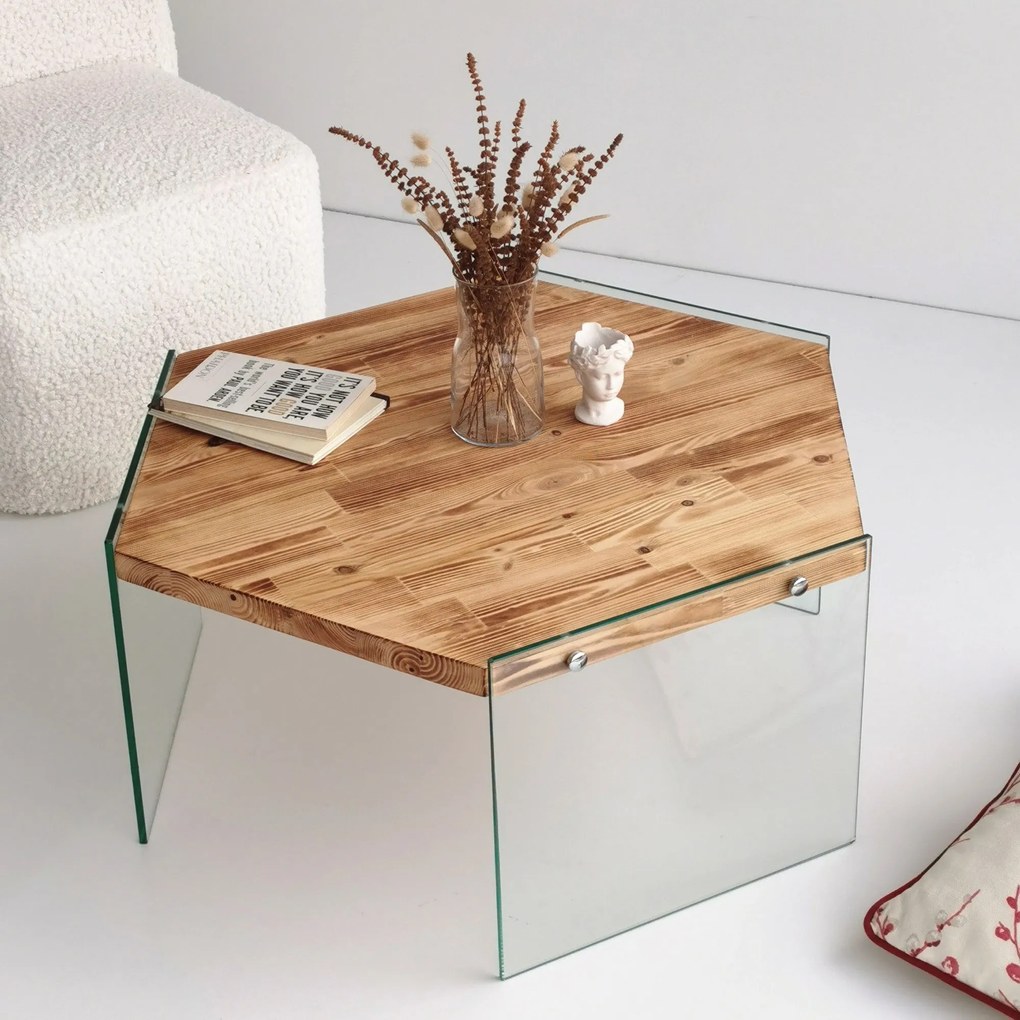 Mesa de Café Hexagon – Cor Carvalho – 80x35x70 cm