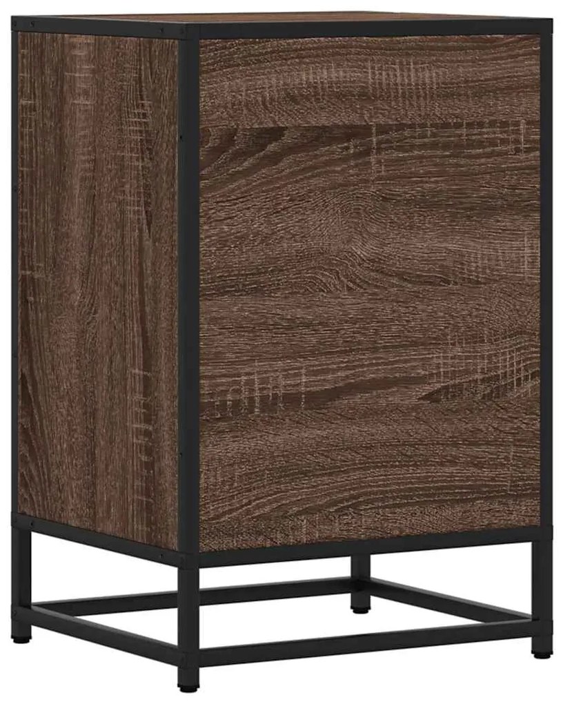 Mesa de cabeceira carvalho castanho 40x34,5x60 cm madeira metal