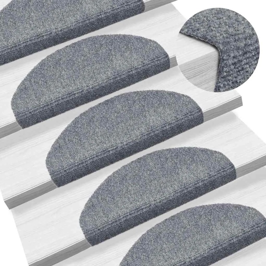 Tapetes de escada autoadesivos 30 pcs 65x21x4cm cinzento-claro
