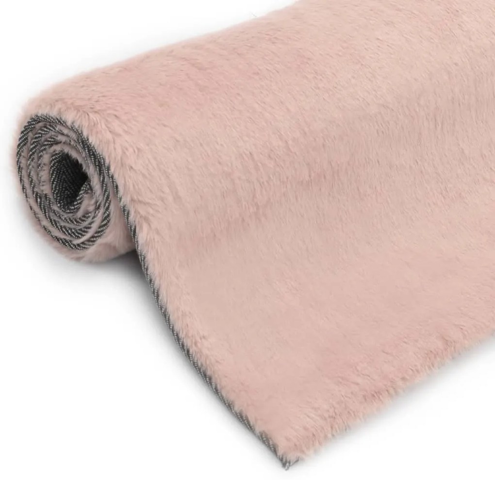 Tapete em pele de coelho artificial 160x230 cm rosa velho