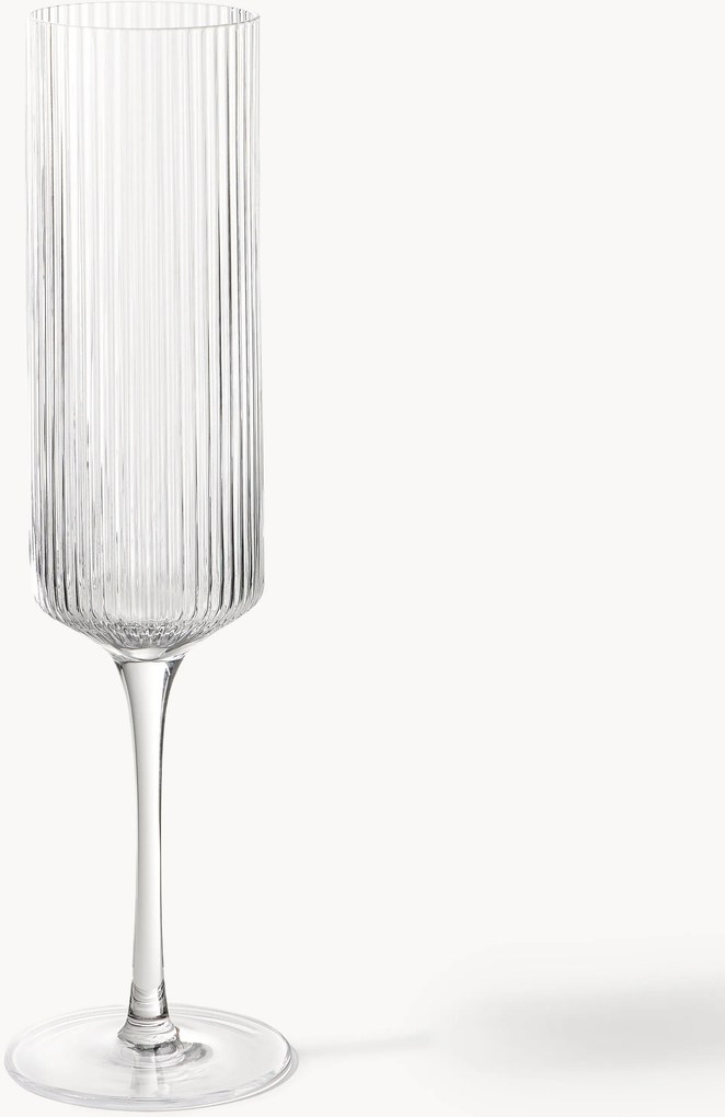 Copos de champanhe em vidro artesanais Ripple, conjunto de 2