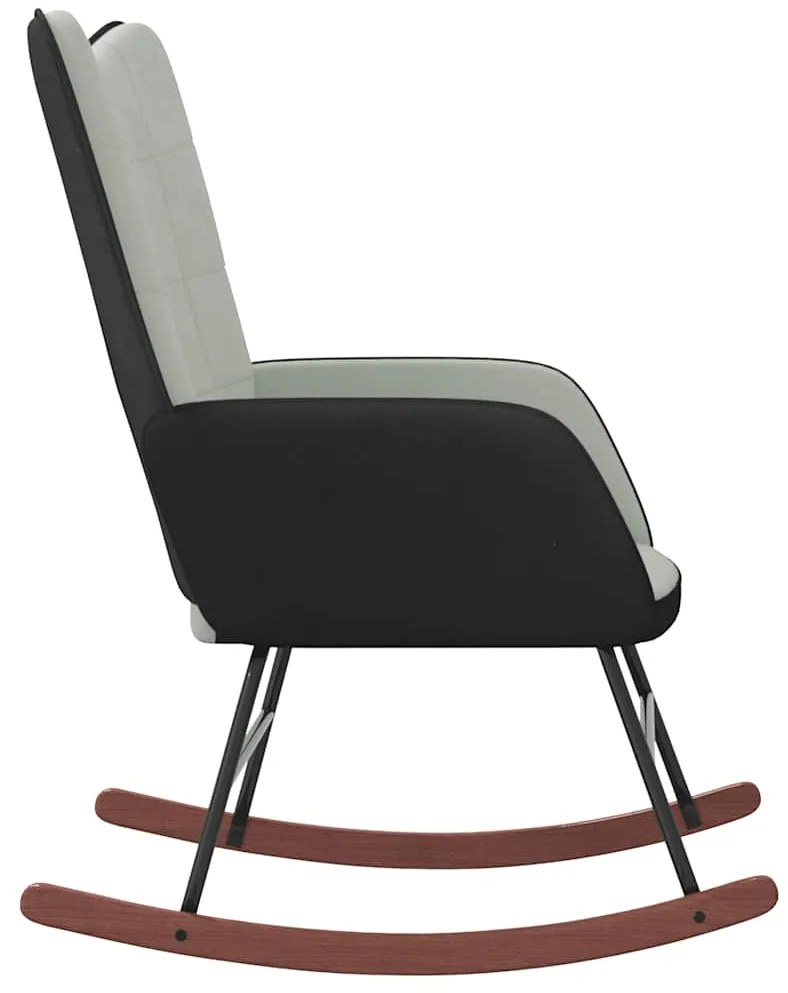 Cadeira de baloiço PVC e veludo cinzento-claro