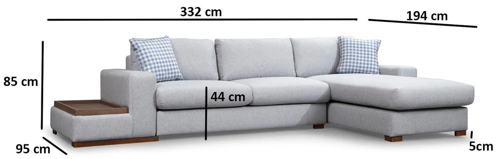 Sofá de Canto Loop – Cinza Claro – 332 cm x 194 cm