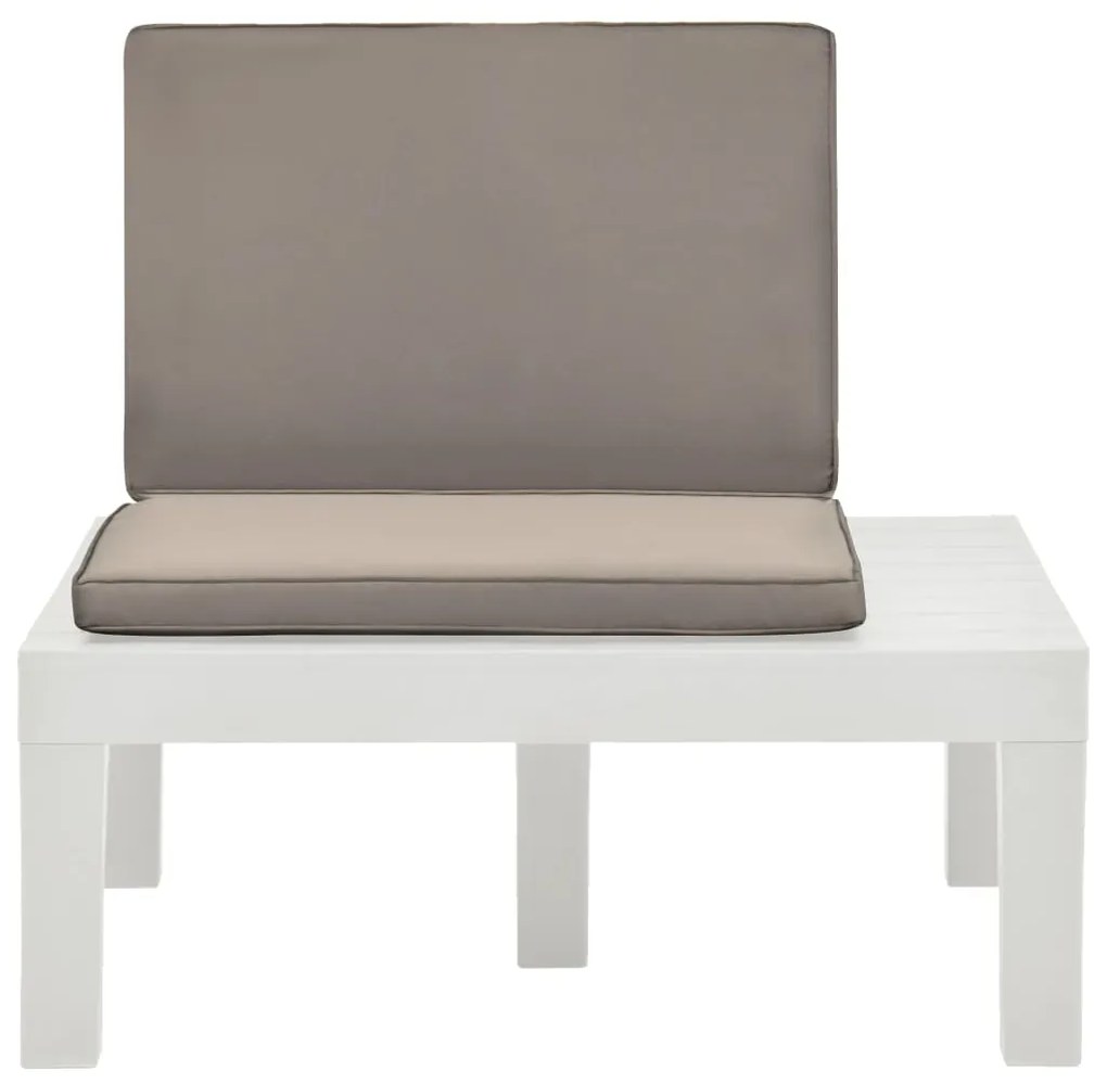 Cadeiras de jardim com almofadões 4 pcs plástico branco