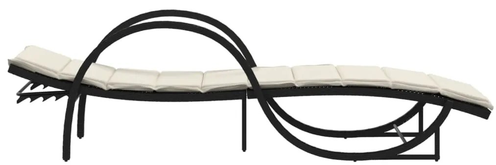 Espreguiçadeira com almofadão 60x199x42 cm vime PE preto
