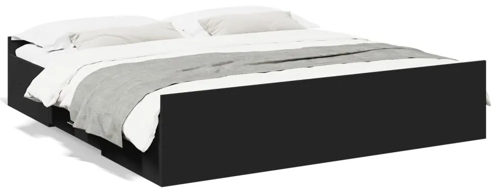 vidaXL Estrutura de cama c/ gavetas 180x200 cm derivados madeira preto