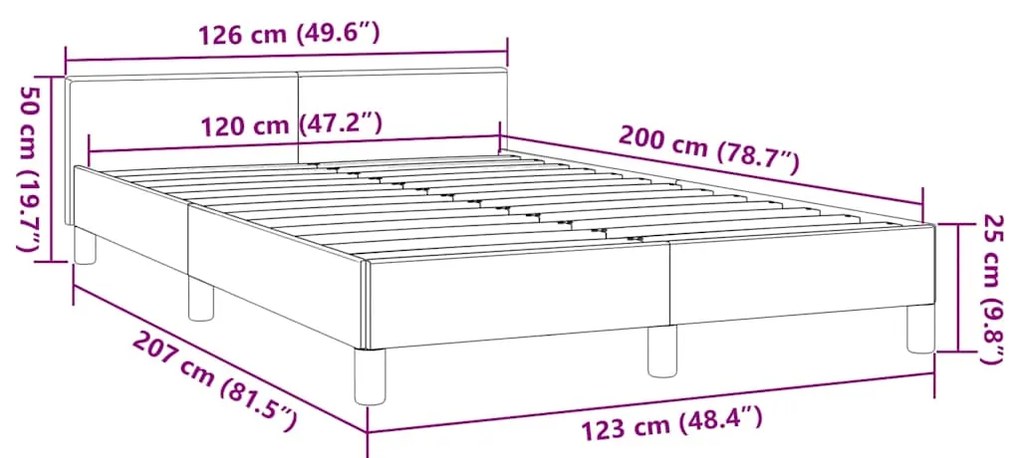 Estrutura de cama sem colchão 120x200 cm tecido castanho-escuro
