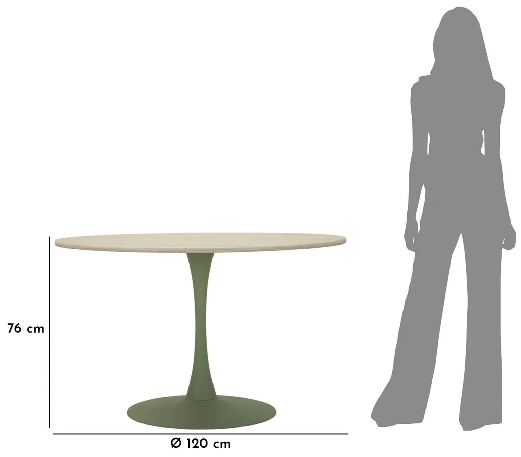 MESA DE JANTAR STOCKHOLM 120X76 EM MDF e FERRO VERDE E CREME