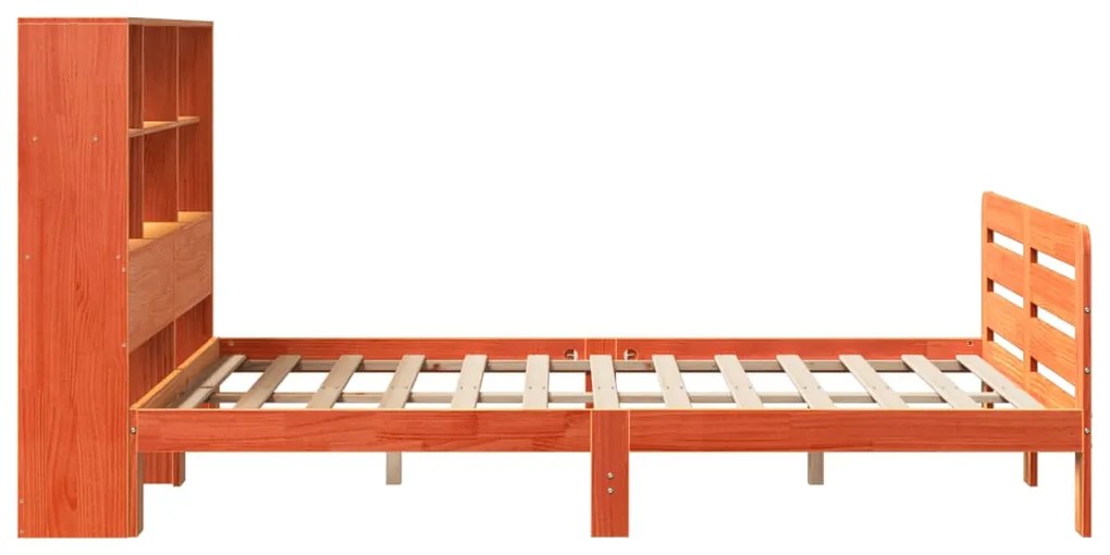 Cama sem colchão 160x200 cm madeira pinho maciço castanho-mel