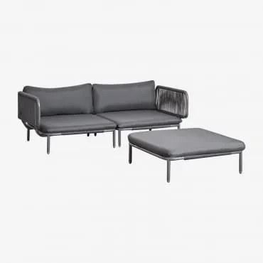 Sofá De Jardim Modular De 2 Peças Com 2 Poltronas De Canto E Pufe Roubly Cinza Grafito - Sklum