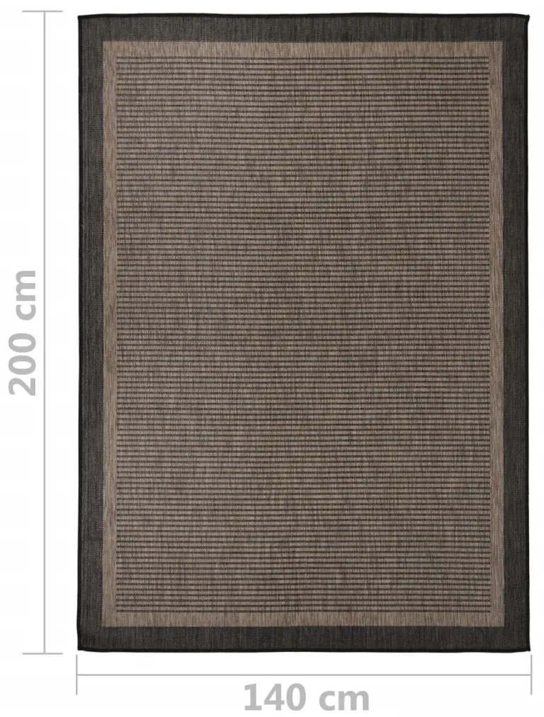 Tapete de tecido plano para exterior 140x200 cm castanho-escuro