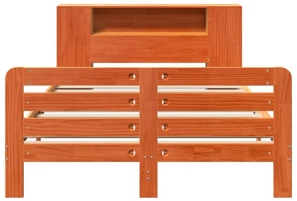 Cama sem colchão 140x190 cm pinho maciço castanho-mel