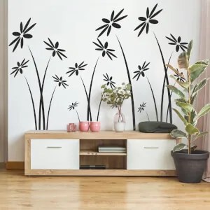 Autocolantes de parede para sala de estar Flores Sisi