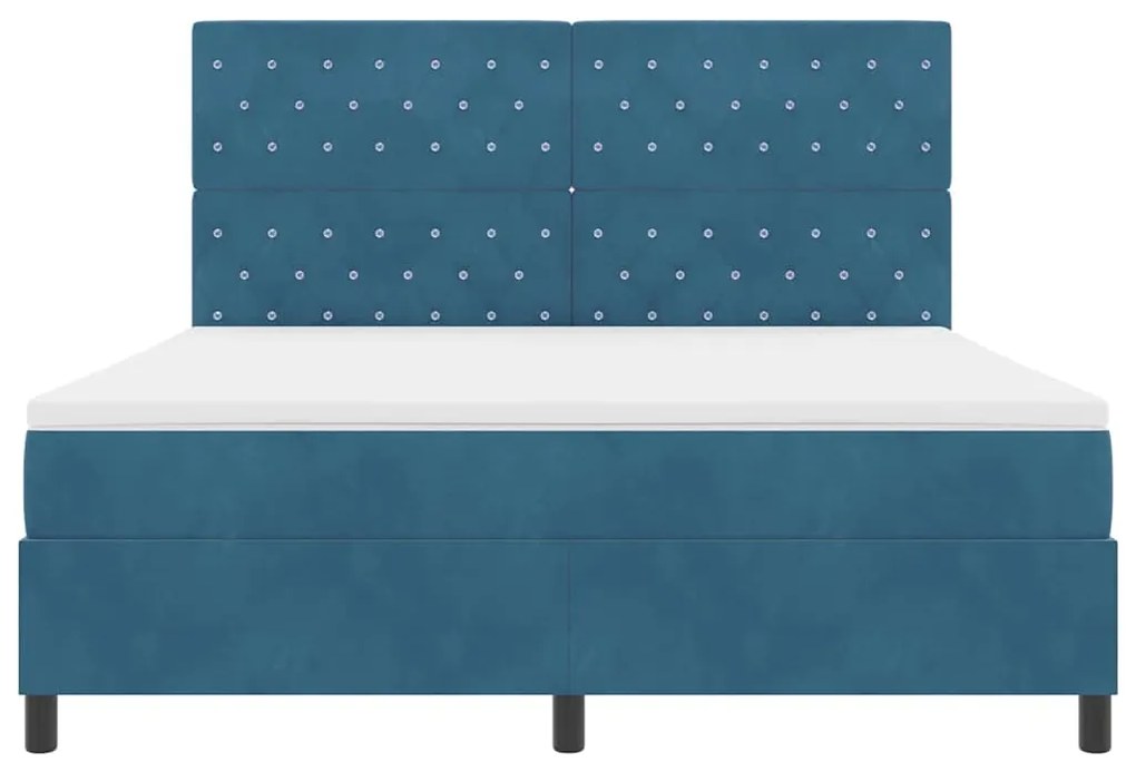 Cama Box Spring com Colchão e LED Azul Escuro 180x200 cm Veludo