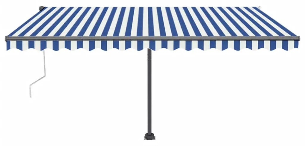 Toldo autom. c/ LED e sensor de vento 450x300 cm azul/branco