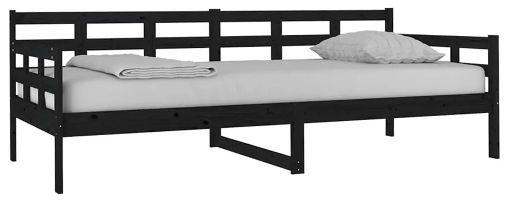 Sofá-cama 90x200 cm madeira de pinho maciça preto