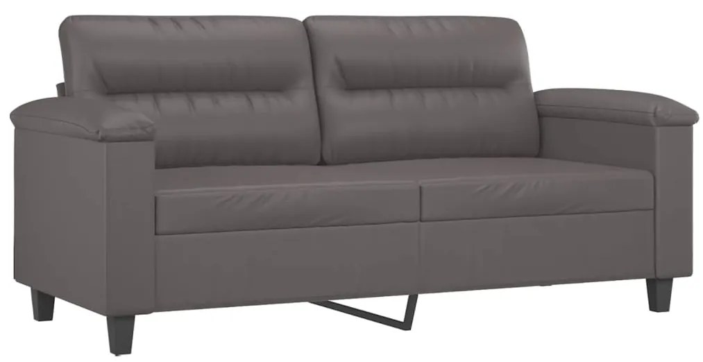Sofá 2 lugares + almofadas decorativas 140cm couro artif. cinza