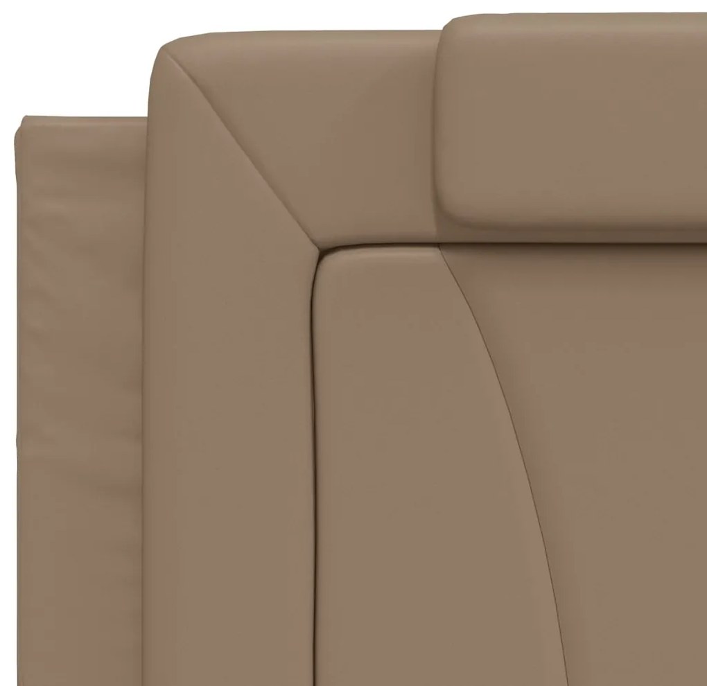 Estrutura cama cabeceira 200x200 cm couro artificial cappuccino