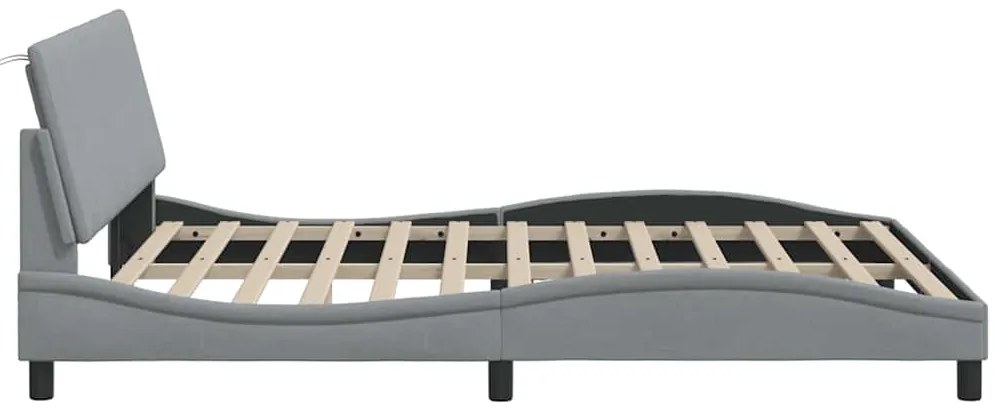Estrutura de cama sem colchão 160x200 cm tecido cinzento-claro