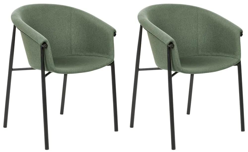 Conjunto de 2 cadeiras de jantar em tecido verde AMES Beliani