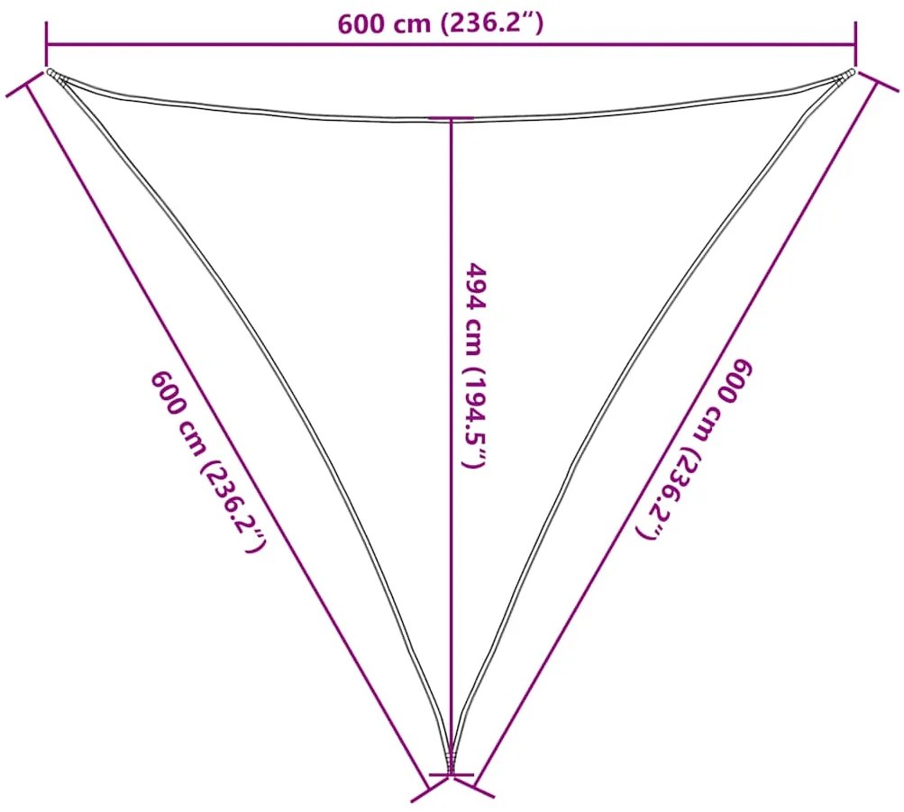 Para-sol estilo vela triangular 160 g/m² 6x6x6 m PEAD azul