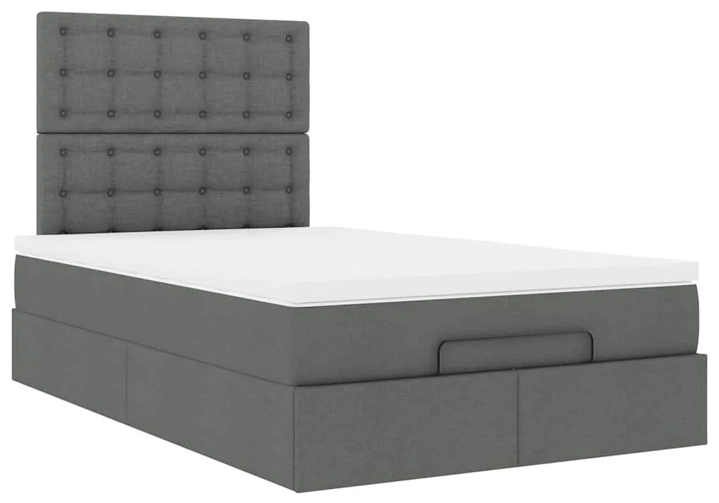 Estrutura cama otomana colchão 120x200cm tecido cinzento escuro