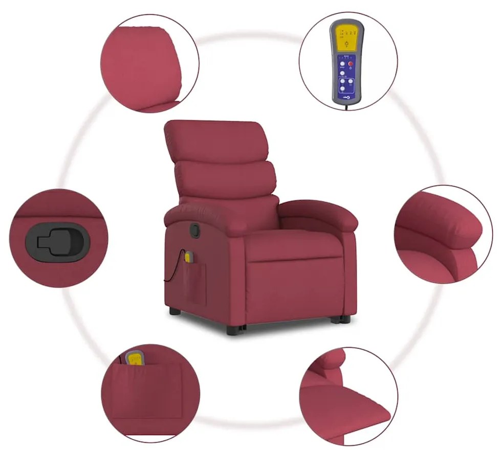 Poltrona de massagens reclin. elevatória tecido vermelho tinto
