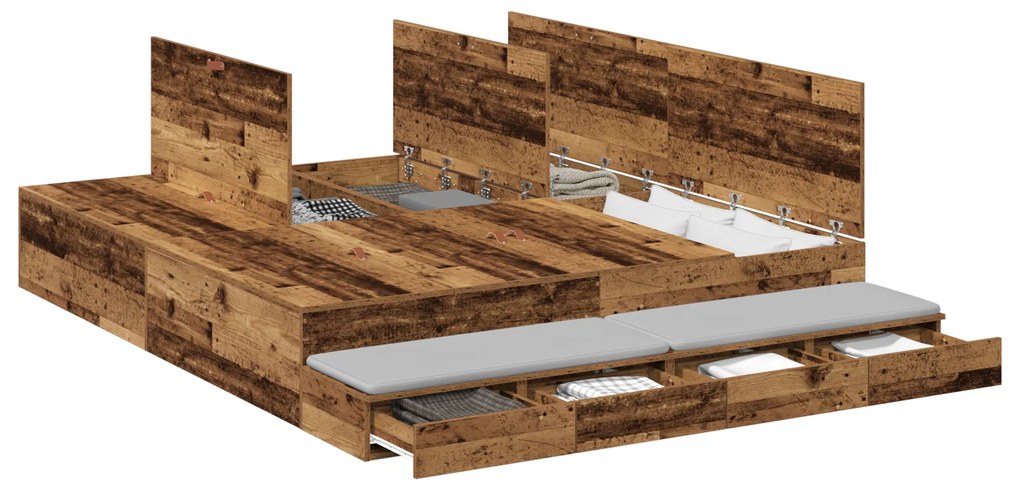 Cama com Armazenamento Madeira Velha 180x200 cm