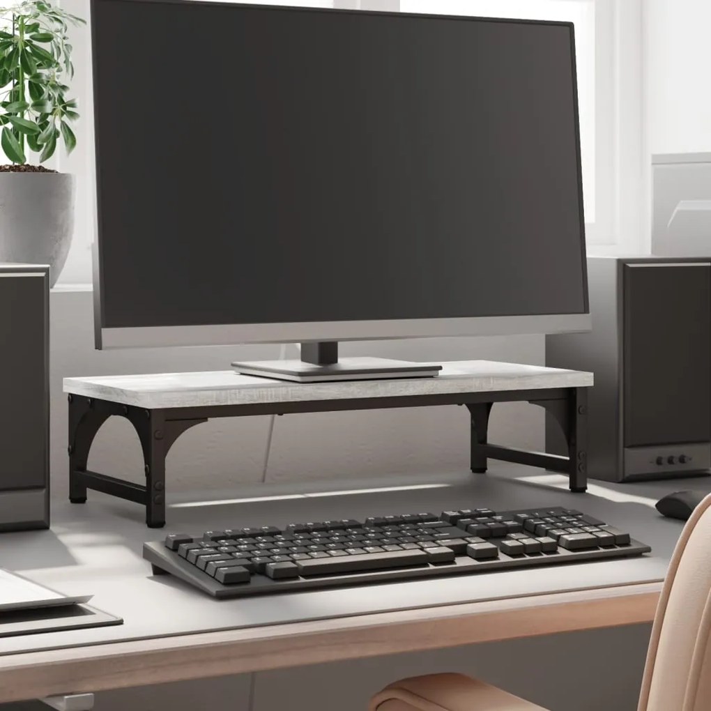 vidaXL Suporte monitor 55x23x14 cm derivados madeira cinzento sonoma