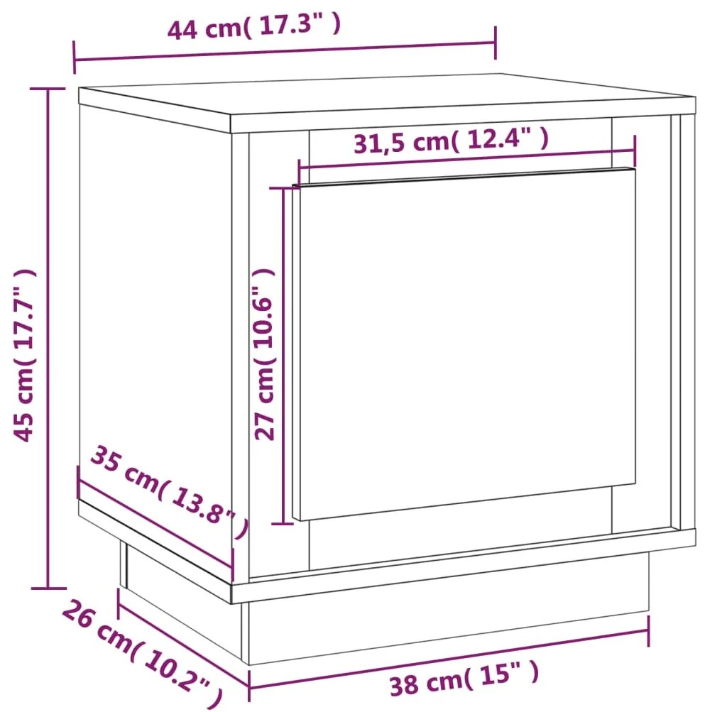 Mesas cabeceira 2pcs 44x35x45cm derivados madeira cinza cimento
