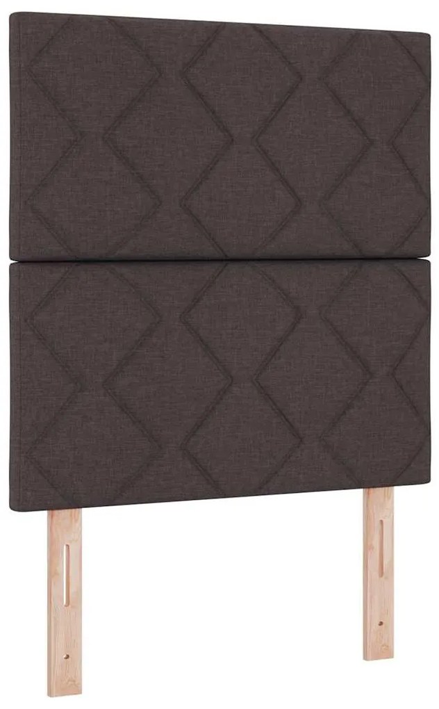 Cama Box Spring com Colchão e LED Castanho Escuro 80x200 cm Tecido