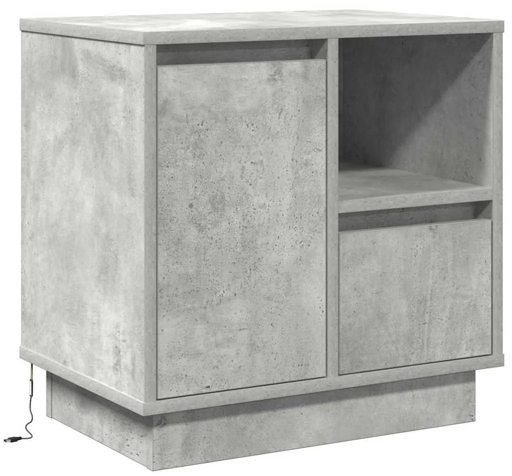 Mesas de cabeceira com LED 2 pcs betão cinza 50x34.5x50 cm