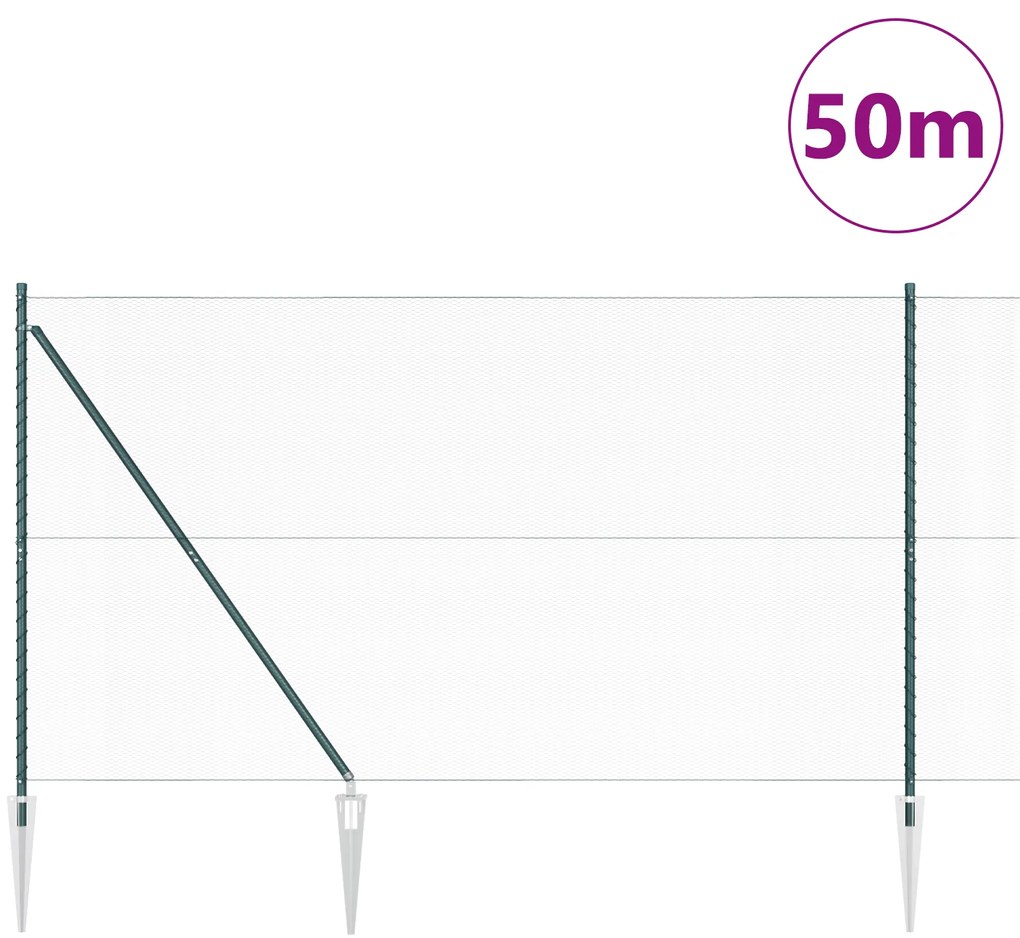 Cerca Hexagonal vidaXL Verde 1,6x50 m Aço