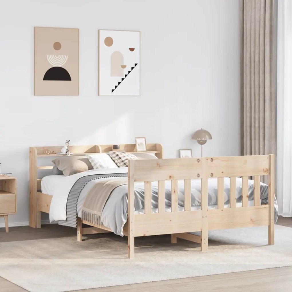 vidaXL Cama sem colchão 160x200 cm madeira de pinho maciça