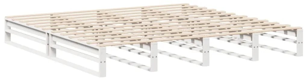 Cama sem colchão 200x200 cm madeira de pinho maciça branco