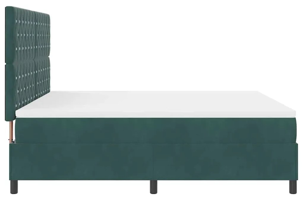 Cama Box Spring vidaXL com Colchão &amp; LED Verde Escuro 180x200 cm Velud