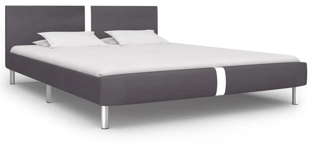 280840 vidaXL Estrutura de cama 180x200 cm couro artificial cinzento