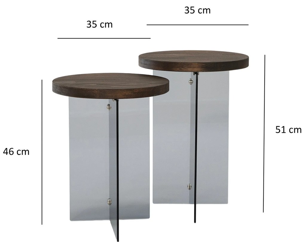 Conjunto de Mesas de Centro Serenity – Nogueira e Cinzento Escuro – 35