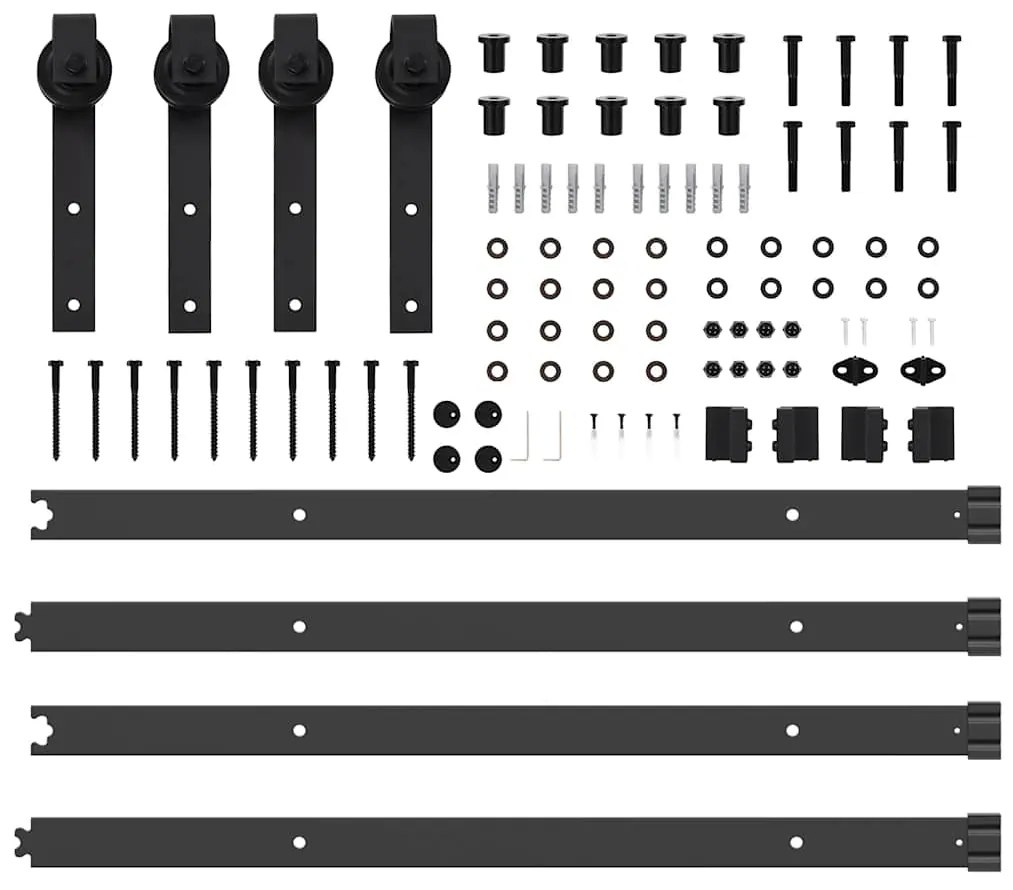 Kit de ferragens para porta deslizante 152,5 cm aço preto