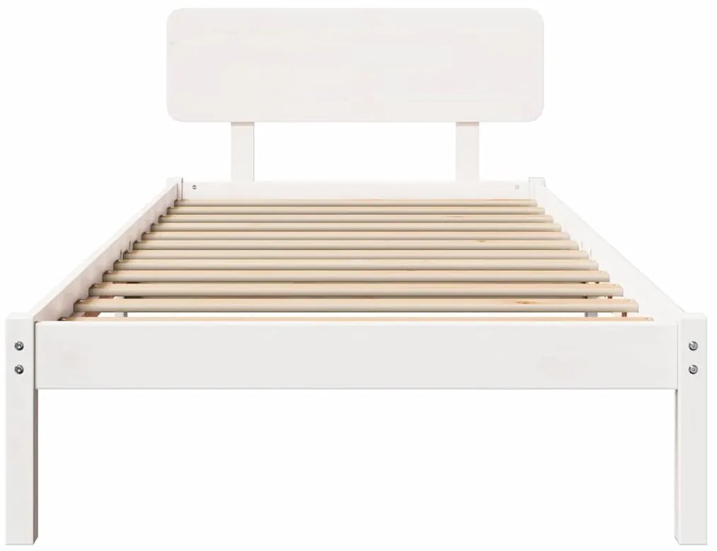Estrado de Cama com Cabeceira Branco 80 x 200 cm em Madeira de Pinho S