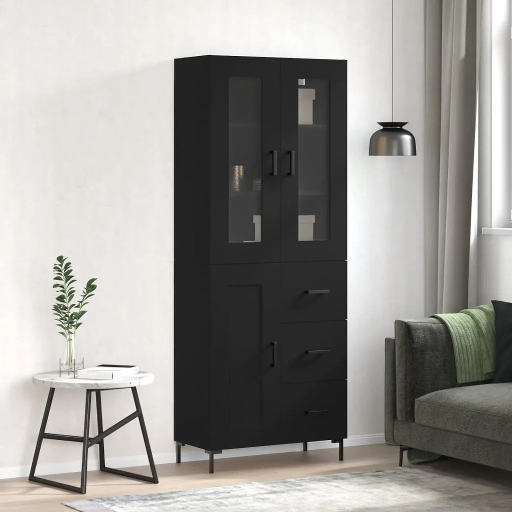 vidaXL Armário alto 69,5x34x180 cm derivados de madeira preto