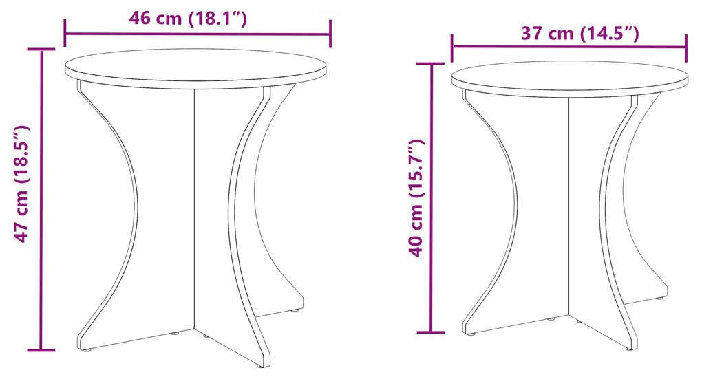 Conjunto de Mesas de Café 2 pcs Branco 46 x 46 x 47 cm