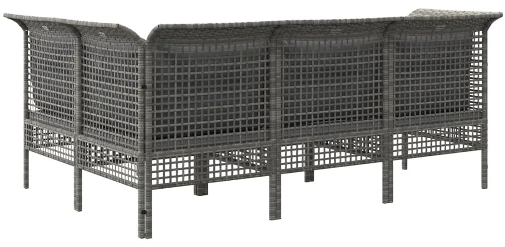 4 pcs conjunto lounge de jardim c/ almofadões vime PE cinzento