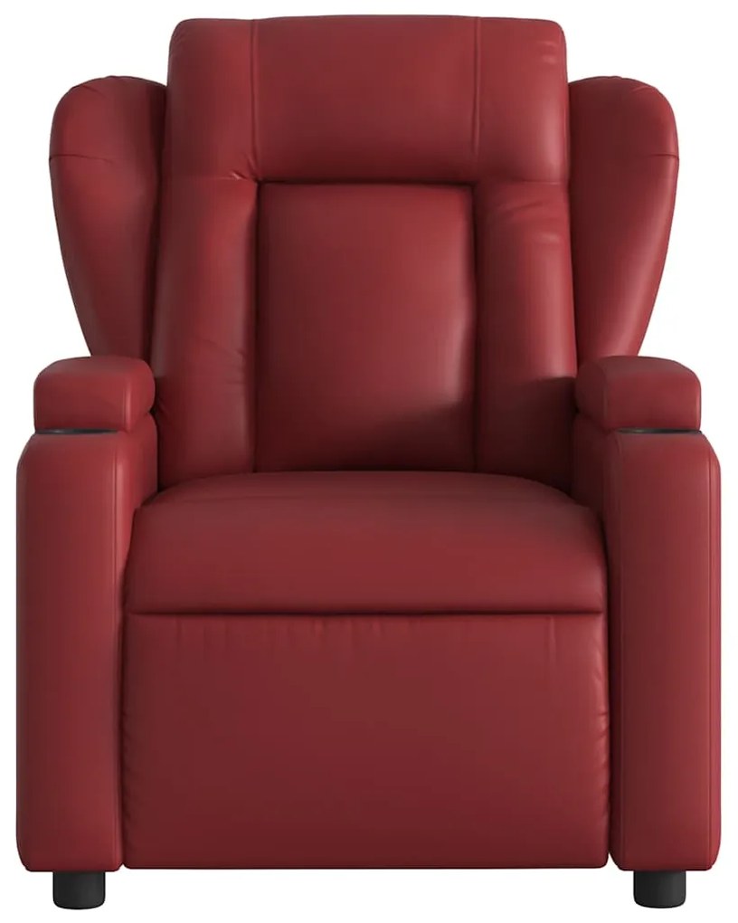 Poltrona massagens reclinável couro artificial vermelho tinto